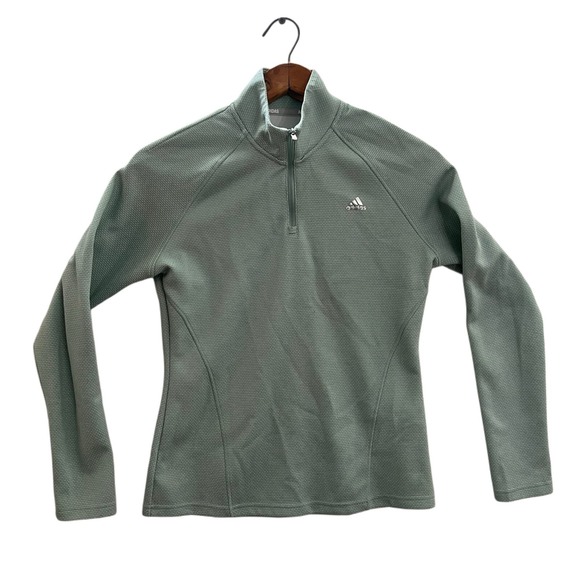 Adidas Women's Golf Jacket Pale Green Textured Half Zip Pullover Size S - Picture 1 of 7